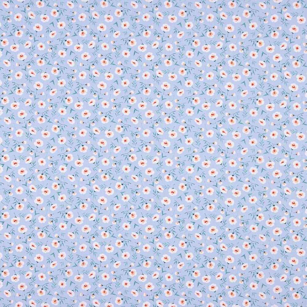 Popelín Algodón Orgánico Flores Coni Azul - Ribes y Casals