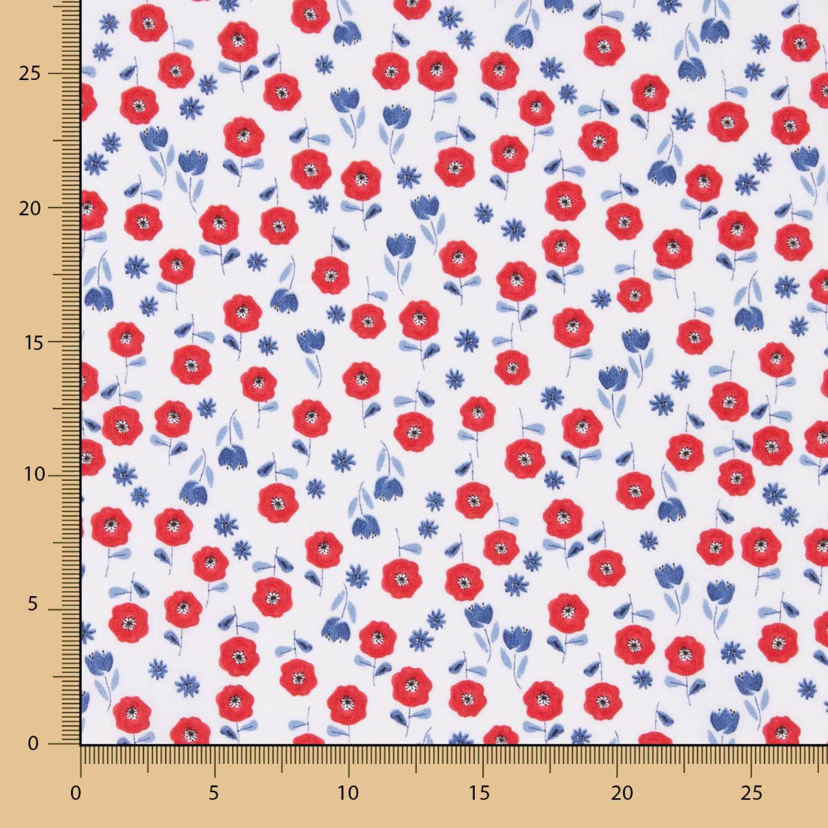 Popelín Algodón Orgánico Flores Bimbo Rojo - Ribes y Casals