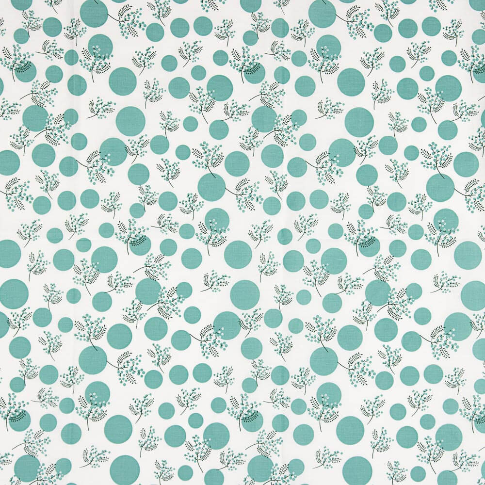 Popelín Algodón Flores Japan Verde - Ribes y Casals