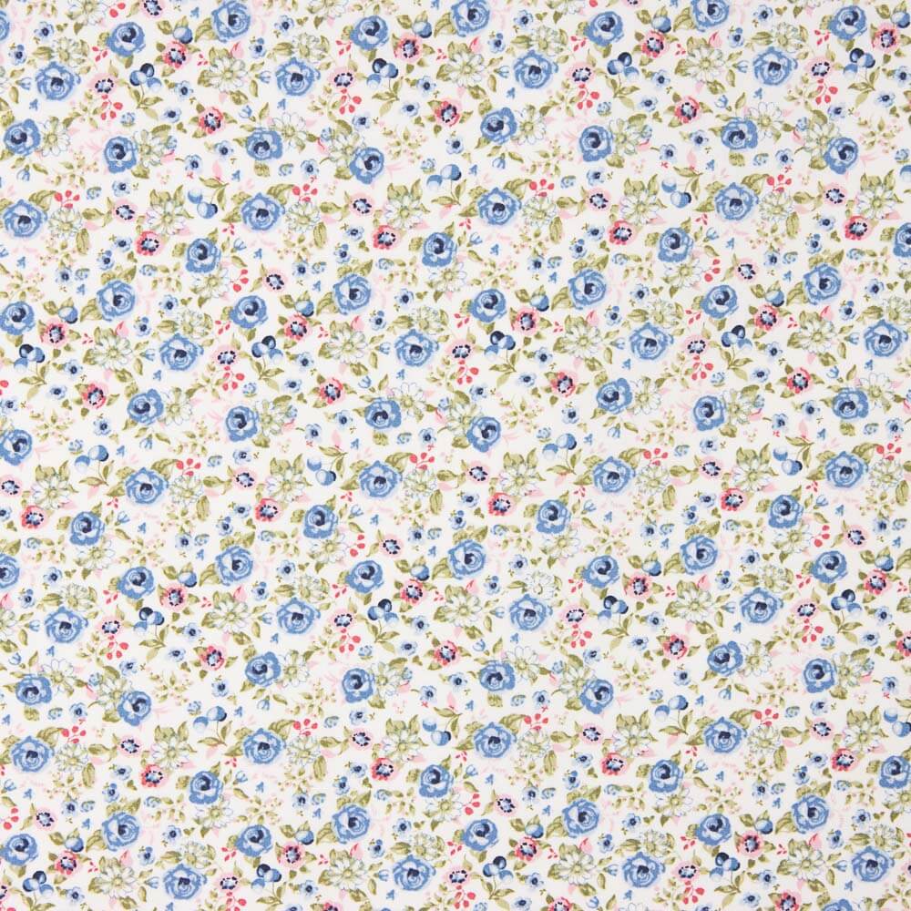 Popelín Algodón Orgánico Flor Celeste - Ribes y Casals