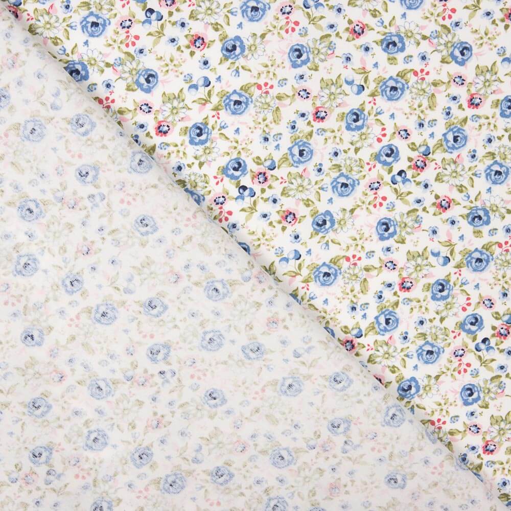 Popelín Algodón Orgánico Flor Celeste - Ribes y Casals