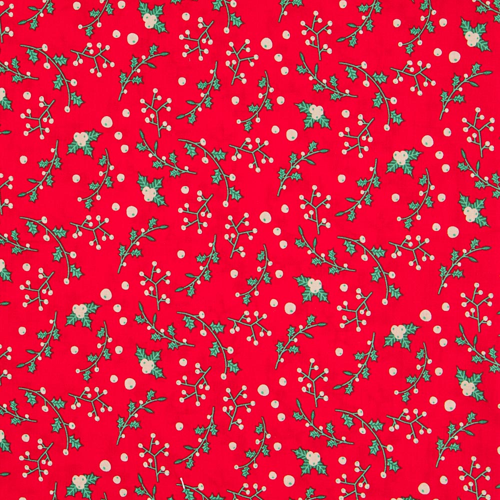 Algodón Muérdago Dorado Rojo - Ribes y Casals