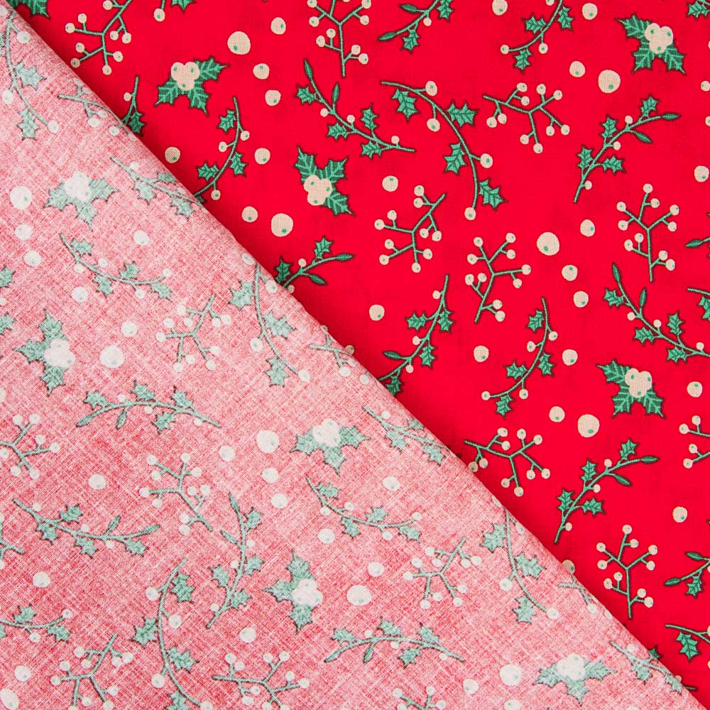 Algodón Muérdago Dorado Rojo - Ribes y Casals