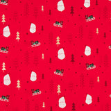 Algodón Navidad Rojo Trineos - Ribes y Casals