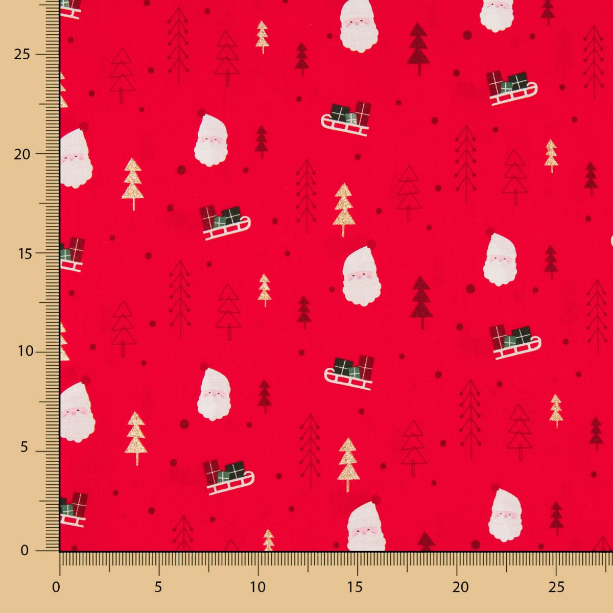 Algodón Navidad Rojo Trineos - Ribes y Casals