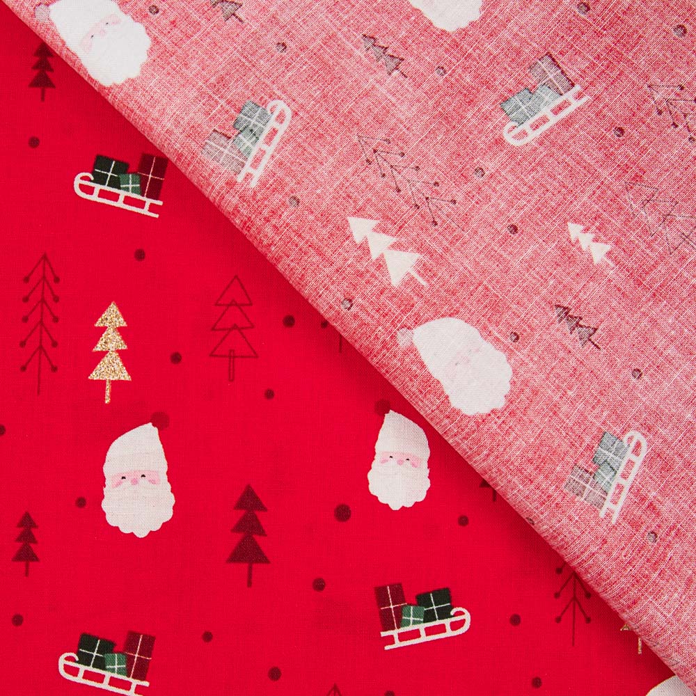 Algodón Navidad Rojo Trineos - Ribes y Casals