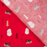 Algodón Navidad Rojo Trineos - Ribes y Casals