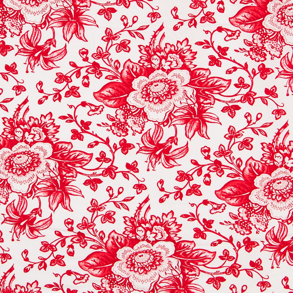 Algodón Patchwork Lily Bouquet Rojo - Ribes y Casals