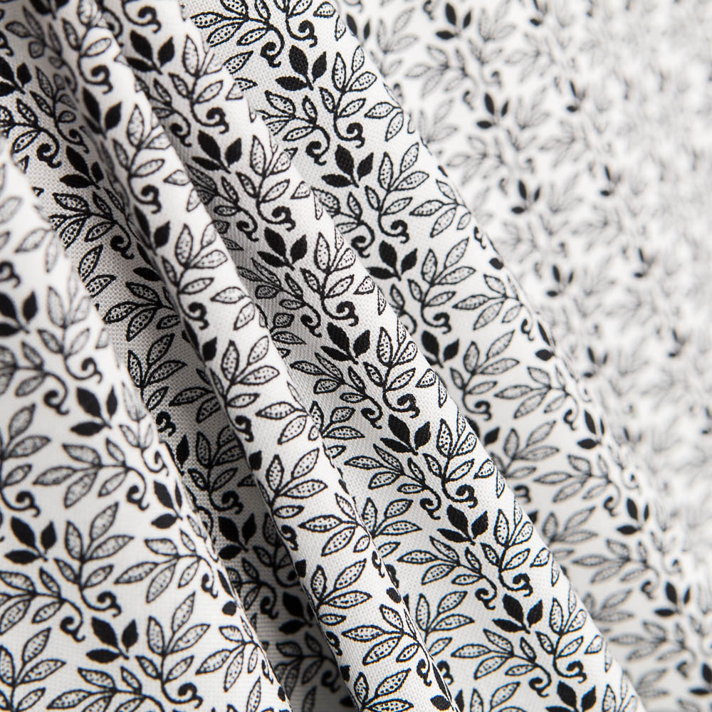 Algodón Patchwork Tri Leaf Negro - Ribes y Casals