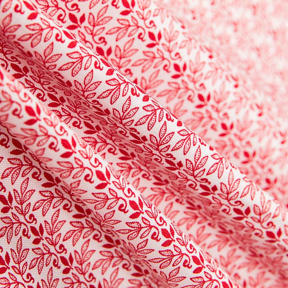 Algodón Patchwork Tri Leaf Rojo - Ribes y Casals