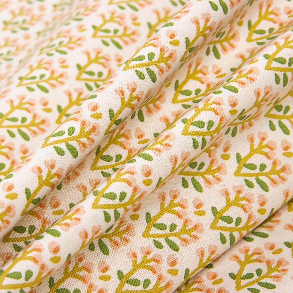 Popelín Algodón Plantas Blanco - Ribes y Casals