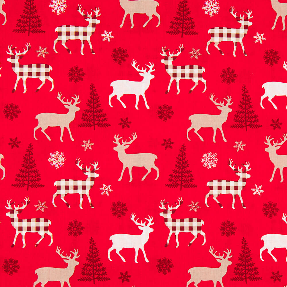 Algodón Navidad Ciervos Alpe Rojo - Ribes y Casals