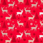 Algodón Navidad Ciervos Alpe Rojo - Ribes y Casals