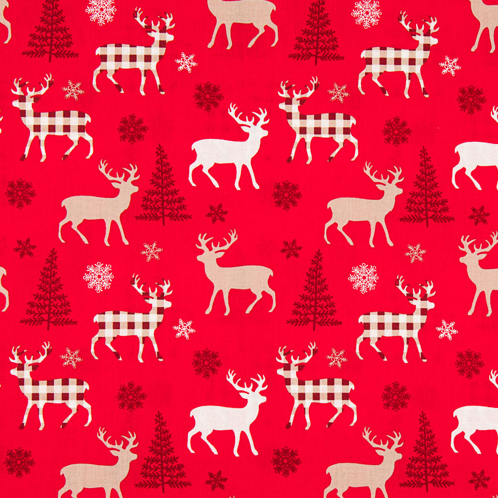 Retal Algodón Renos Rojo 80x140cm - Ribes y Casals