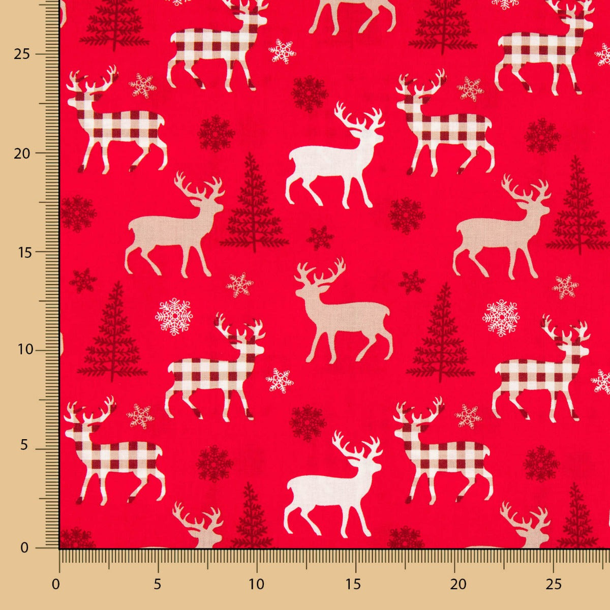 Retal Algodón Renos Rojo 80x140cm - Ribes y Casals