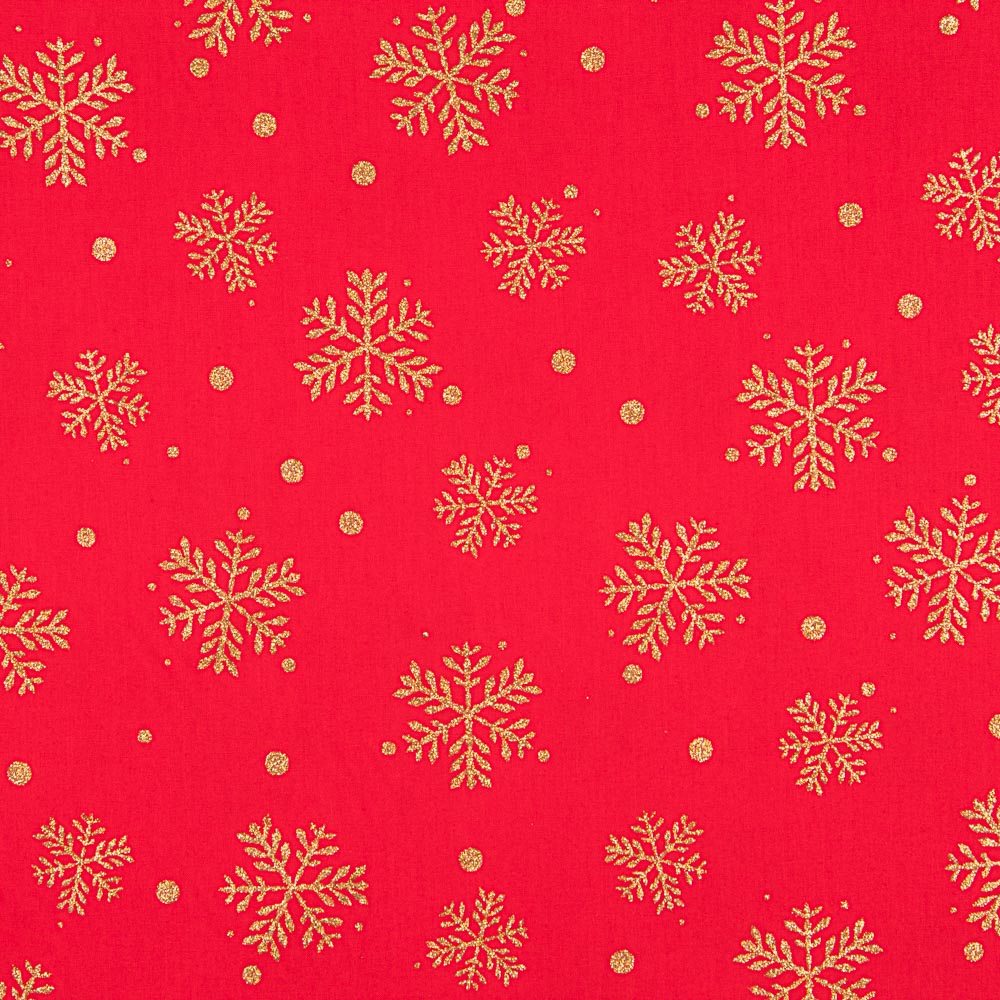 Algodón Rojo Estrella Navidad Oro - Ribes y Casals