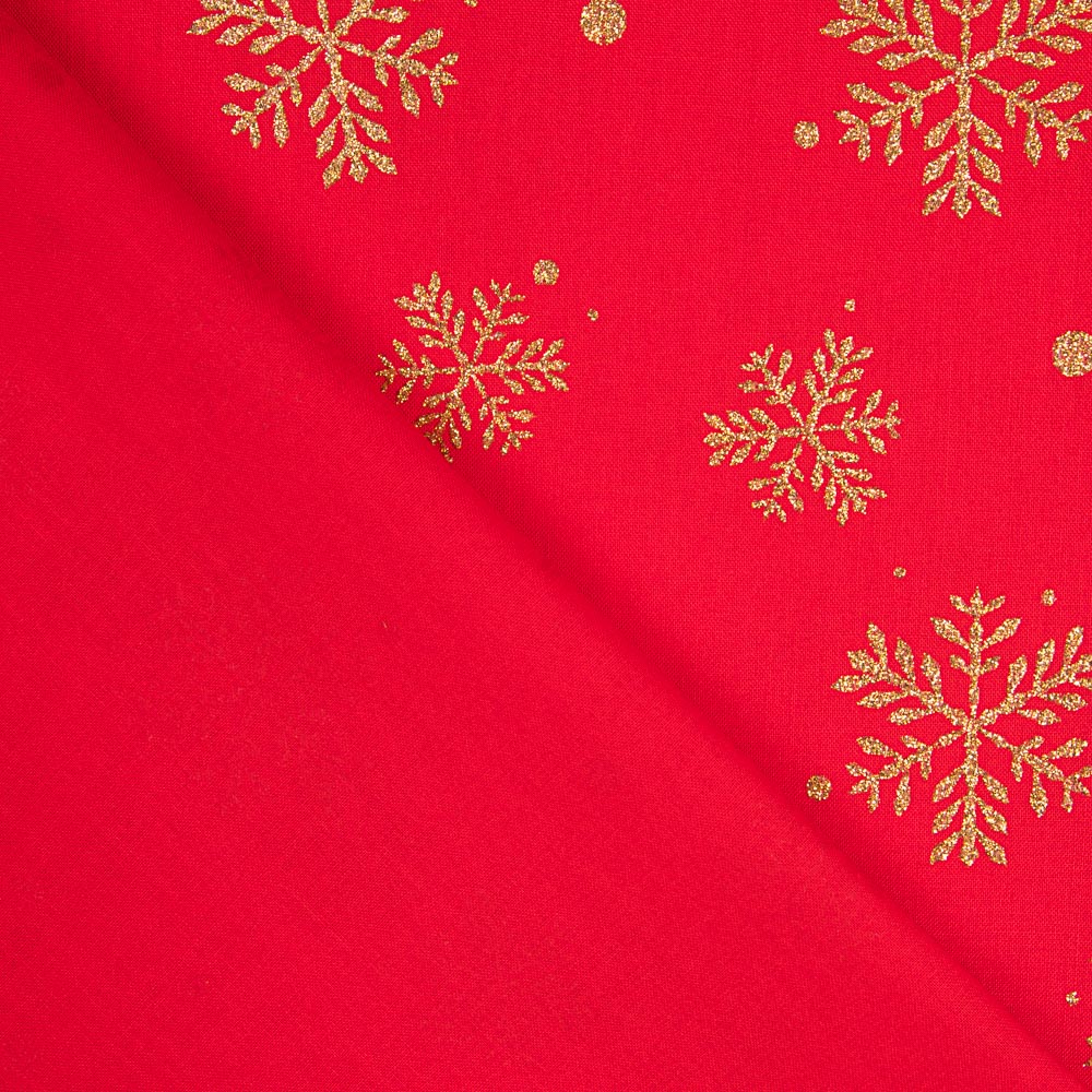 Algodón Rojo Estrella Navidad Oro - Ribes y Casals