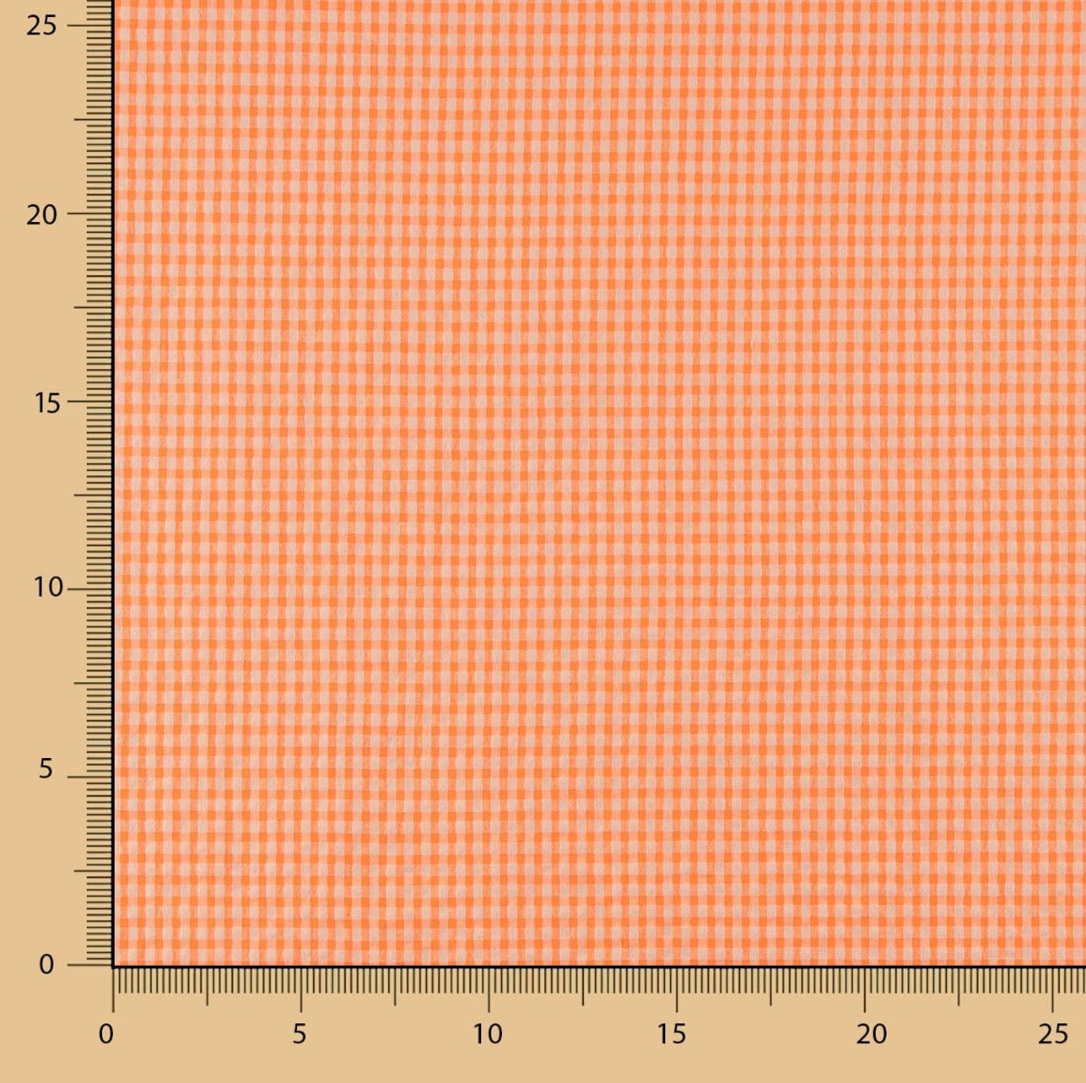 Algodón Seersucker Cuadro Mini Naranja Fluor - Ribes y Casals