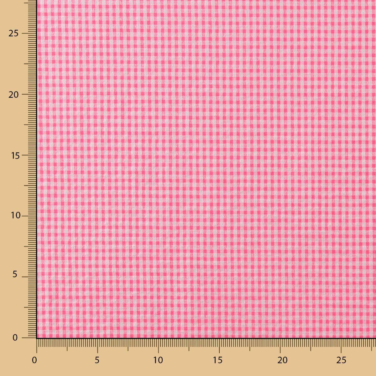 Algodón Seersucker Cuadro Mini Rosa Fluor Barbie - Ribes y Casals