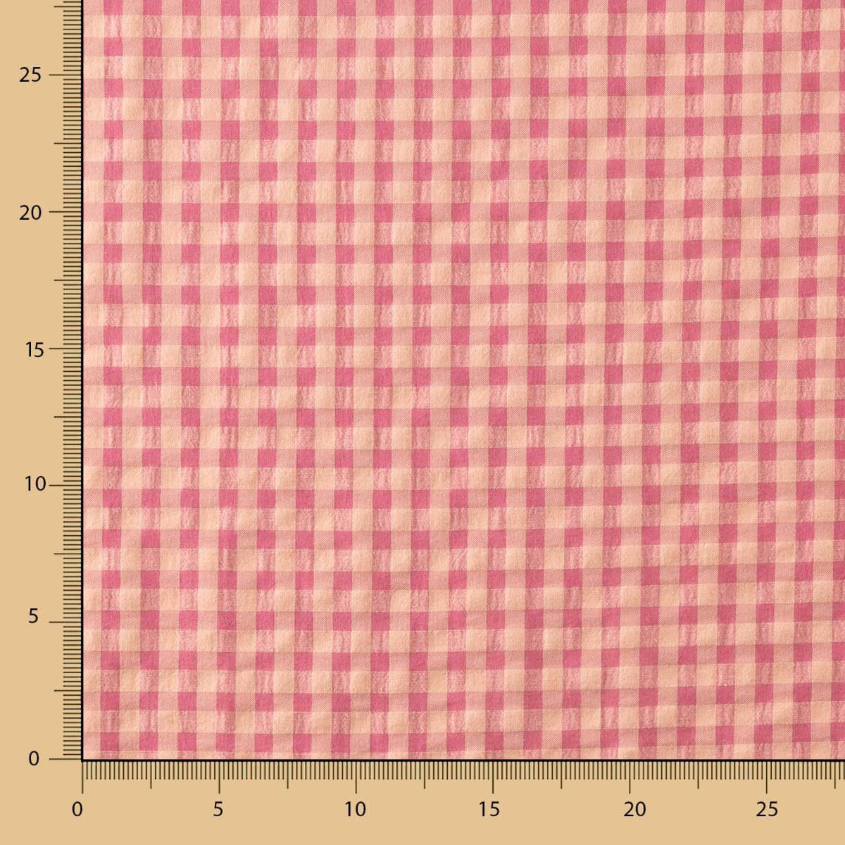 Algodón Seersucker Cuadro Papaya - Ribes y Casals