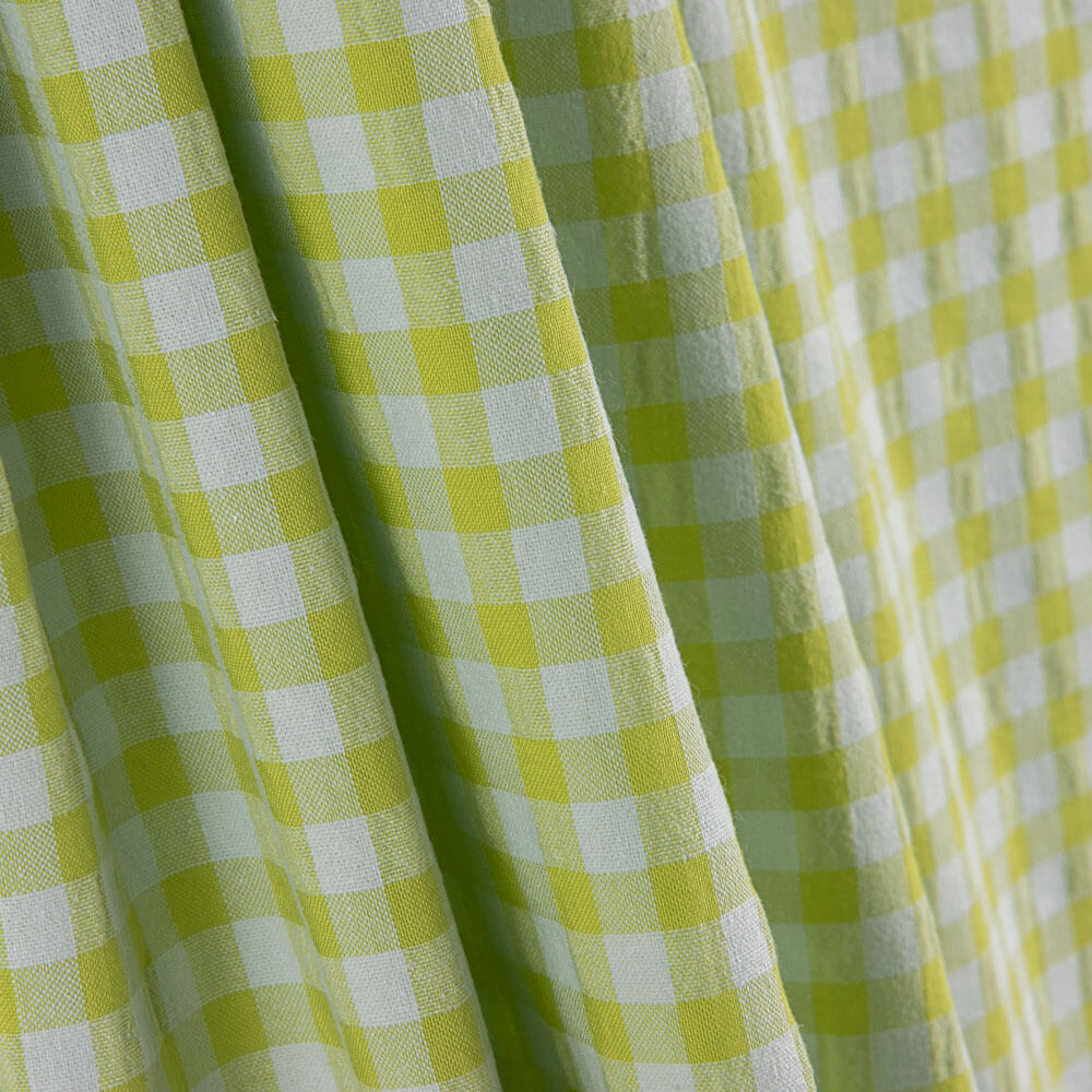 Algodón Seersucker Cuadro Verde Lima - Ribes y Casals