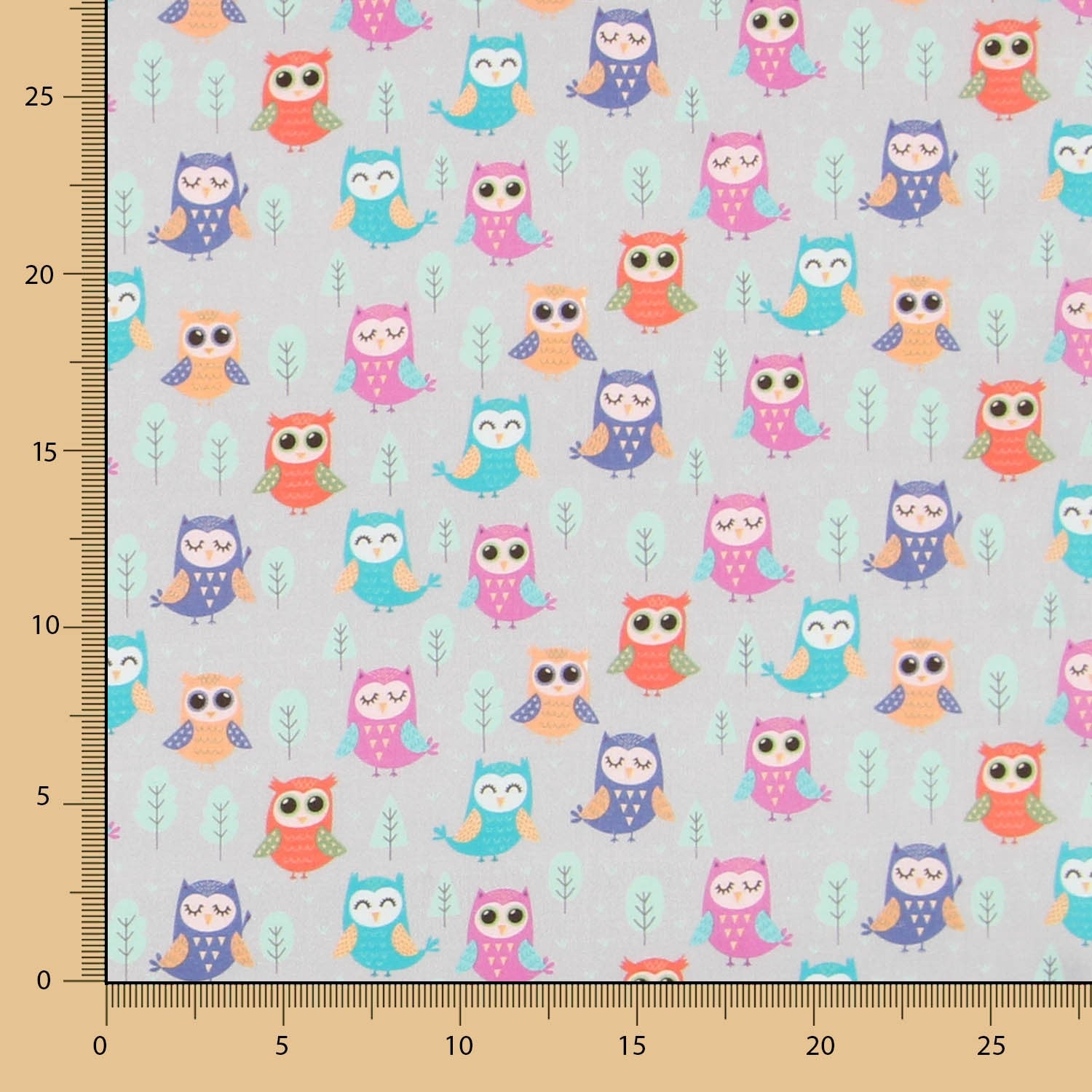 Algodón Búhos Gris - Ribes y Casals