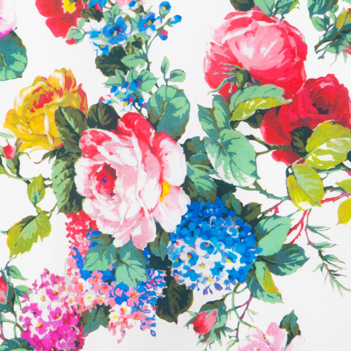 Algodón Estampado Flor Cretona Blanco - Ribes y Casals