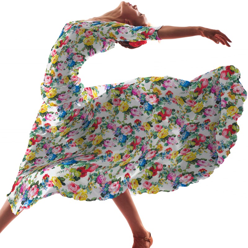 Algodón Estampado Flor Cretona Blanco - Ribes y Casals