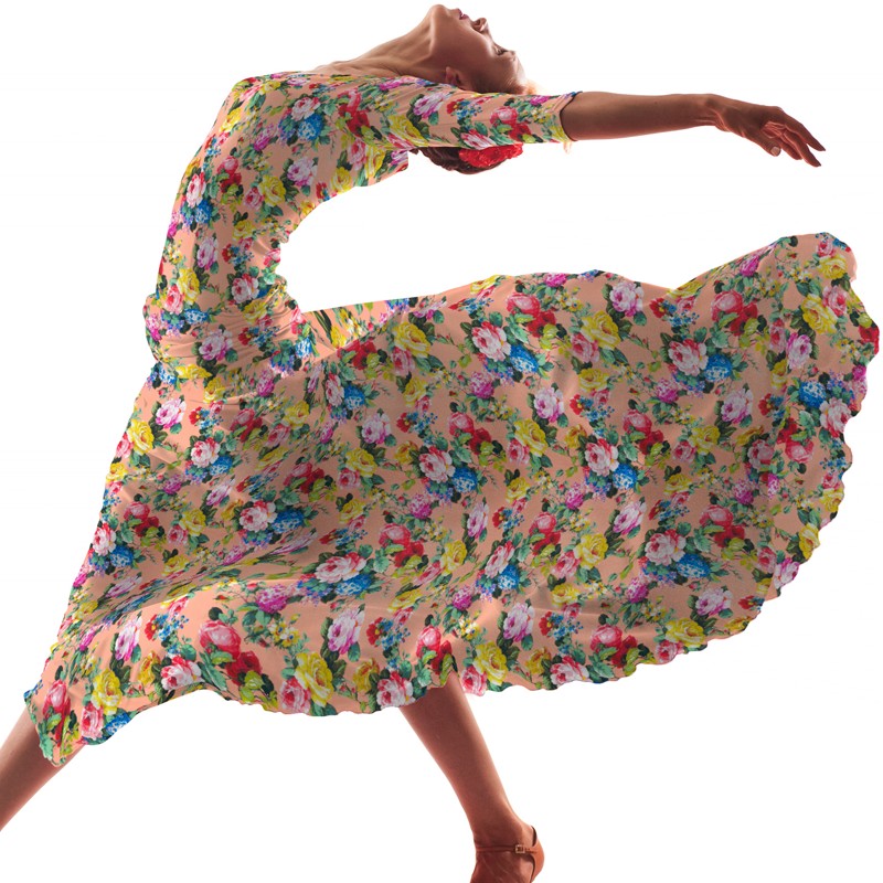 Algodón Estampado Flor Flamenca Salmón - Ribes y Casals