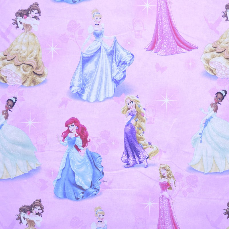 Algodón Estampado Princesas Disney Rosa - Ribes y Casals