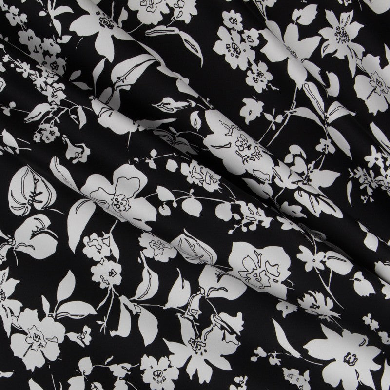 Algodón Lycra Floral Negra - Ribes y Casals