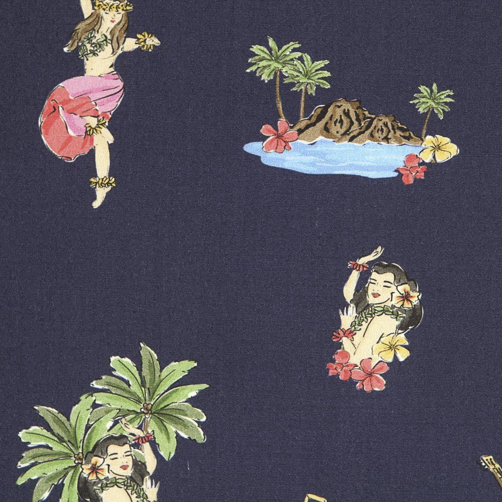 Algodón Moda Hawaiana Azul Marino - Ribes y Casals