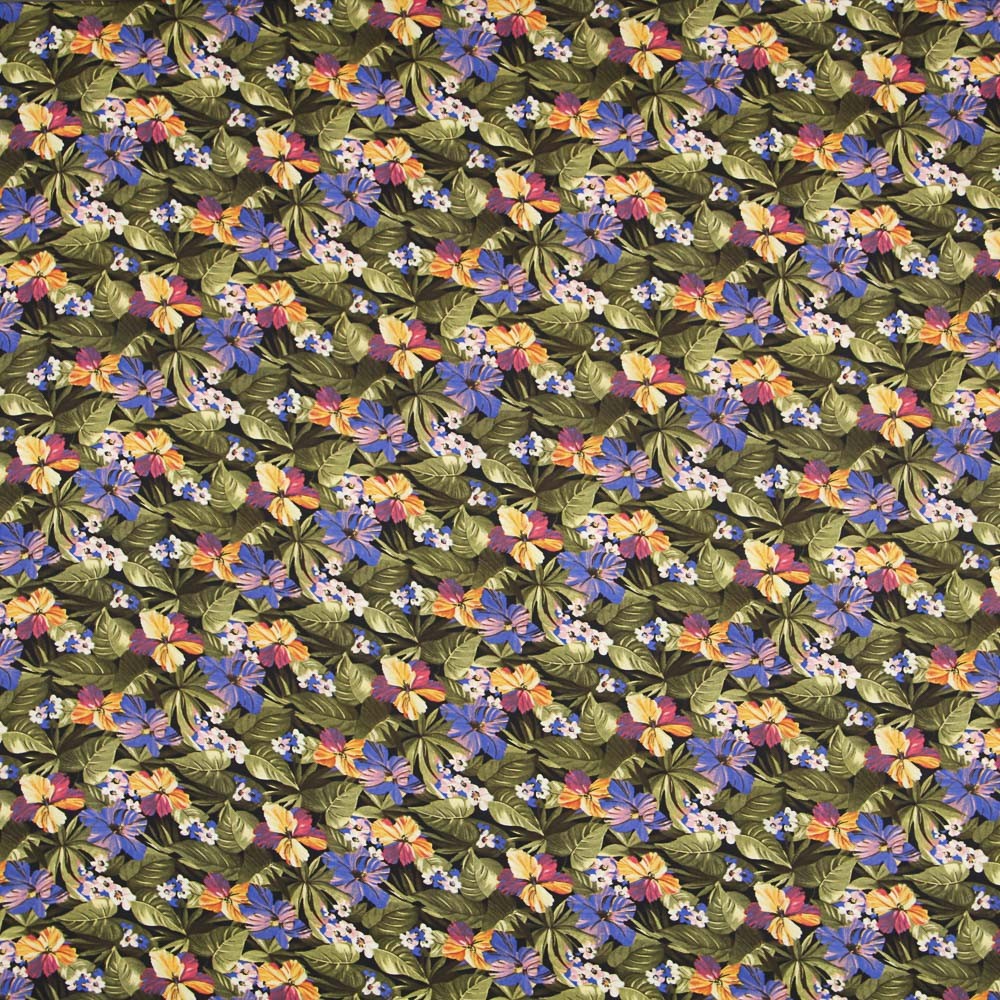 Algodón Moda Hibíscus Negra - Ribes y Casals