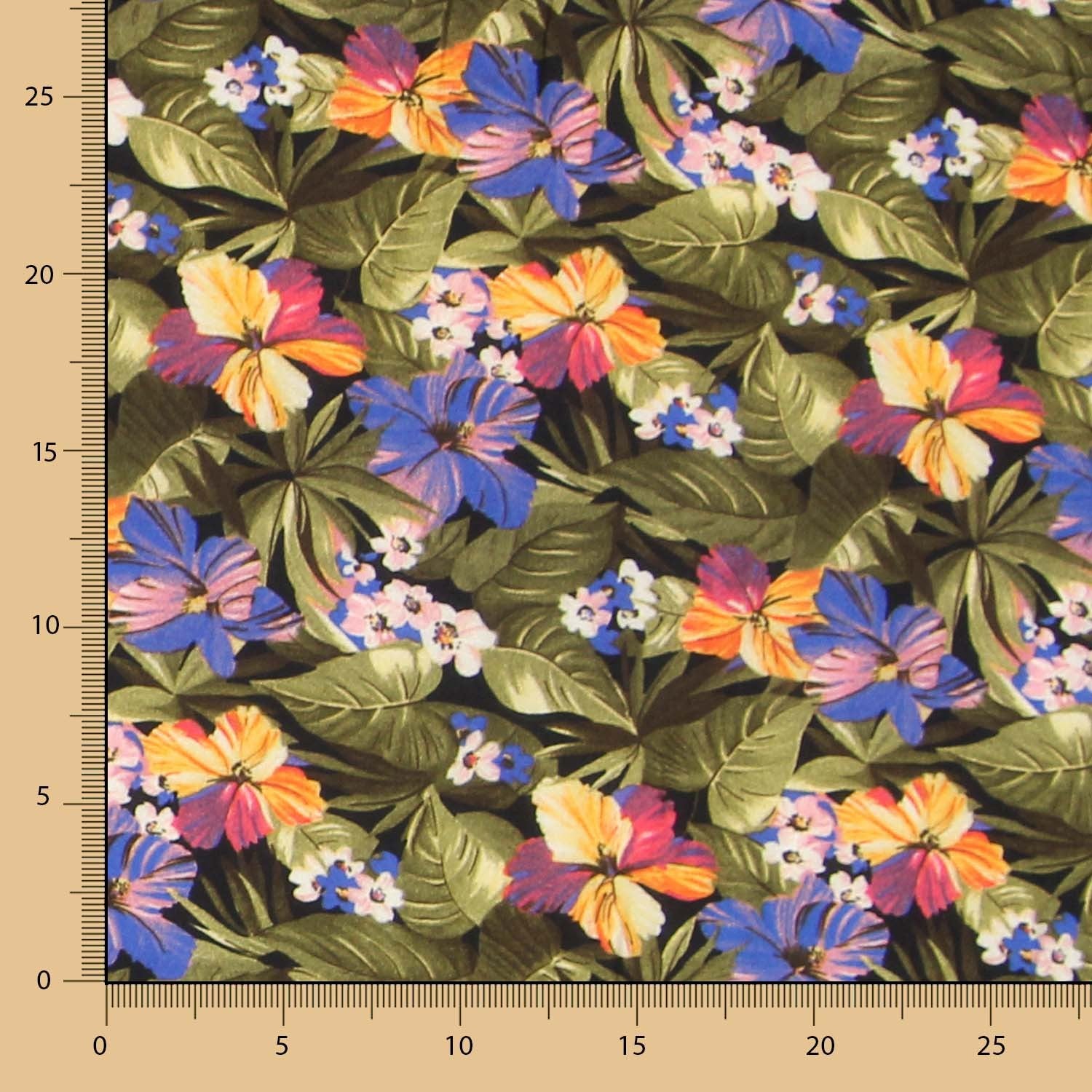 Algodón Moda Hibíscus Negra - Ribes y Casals