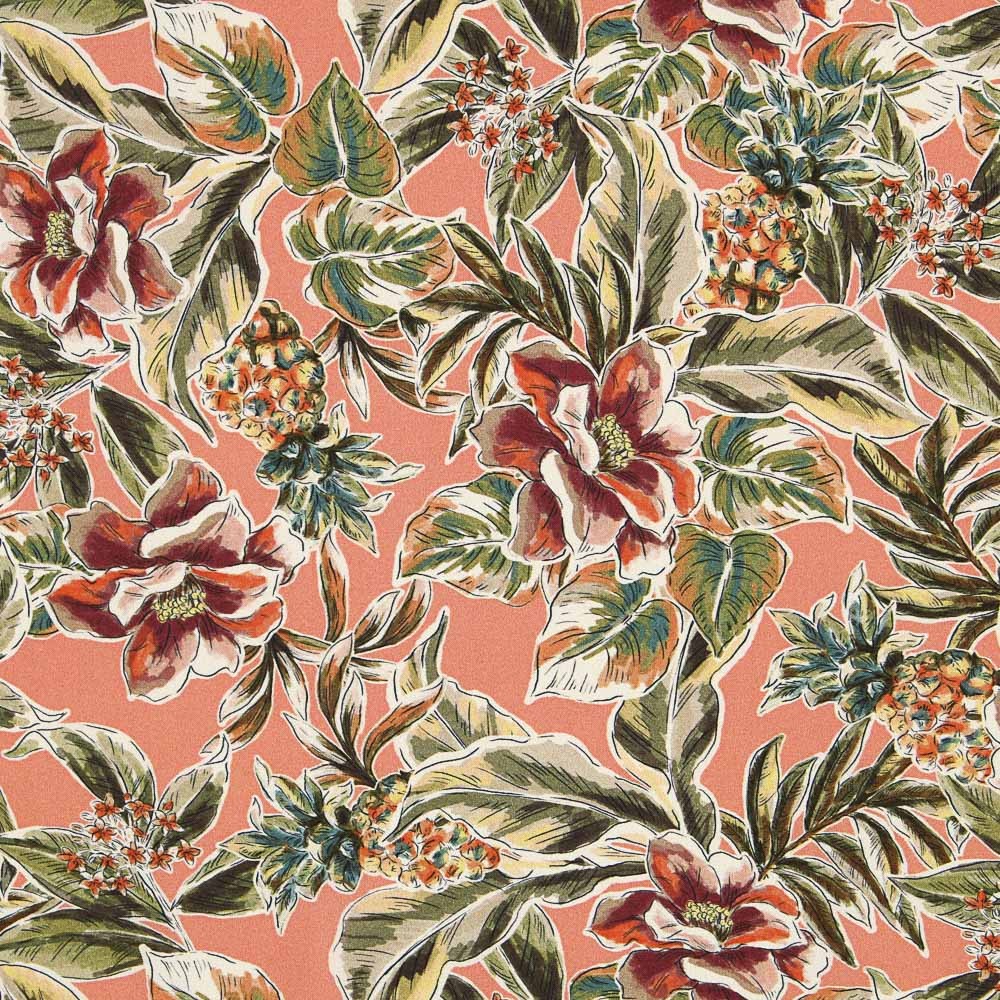 Algodón Moda Tropical Coral - Ribes y Casals