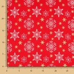 Algodón Navidad Dorado Estrellas Rojo - Ribes y Casals