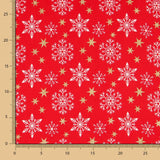 Algodón Navidad Dorado Estrellas Rojo - Ribes y Casals