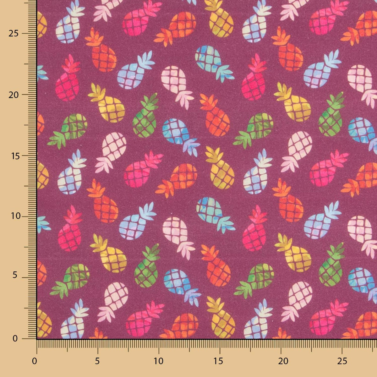 Algodón Popelín Piñas Granate - Ribes y Casals