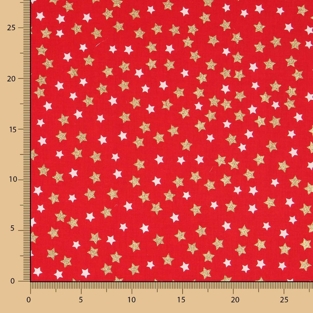 Algodón Rojo Estrellas Navidad Lacadas Oro - Ribes y Casals