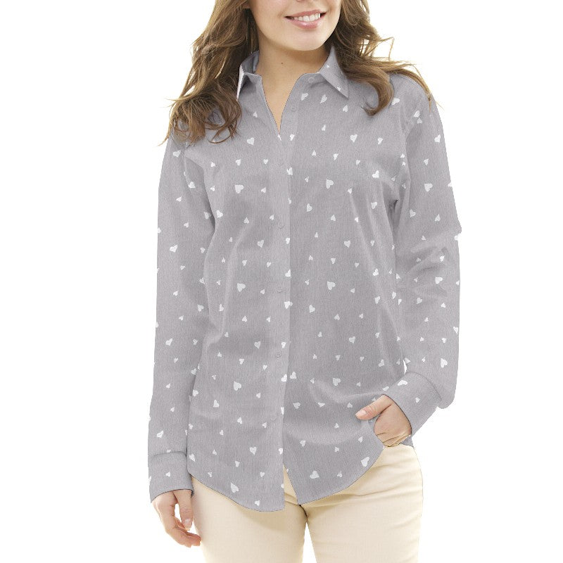 Bambula Algodón Corazones Gris - Ribes y Casals