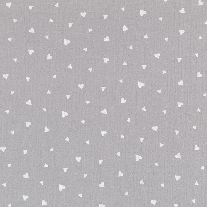 Bambula Algodón Corazones Gris - Ribes y Casals