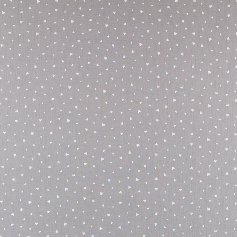 Bambula Algodón Corazones Gris - Ribes y Casals