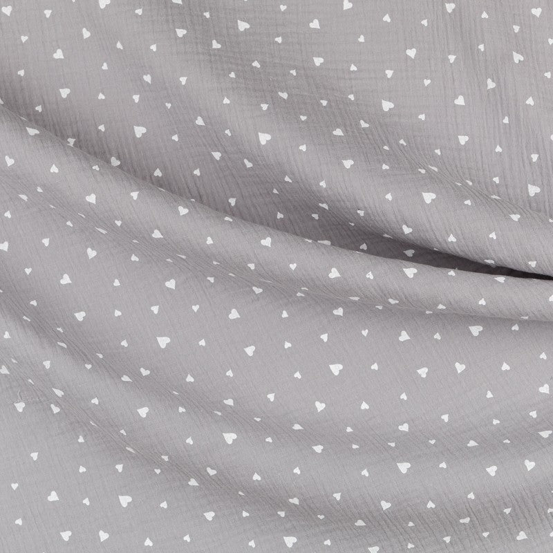 Bambula Algodón Corazones Gris - Ribes y Casals