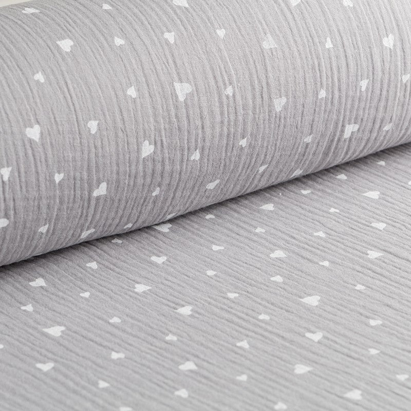 Bambula Algodón Corazones Gris - Ribes y Casals