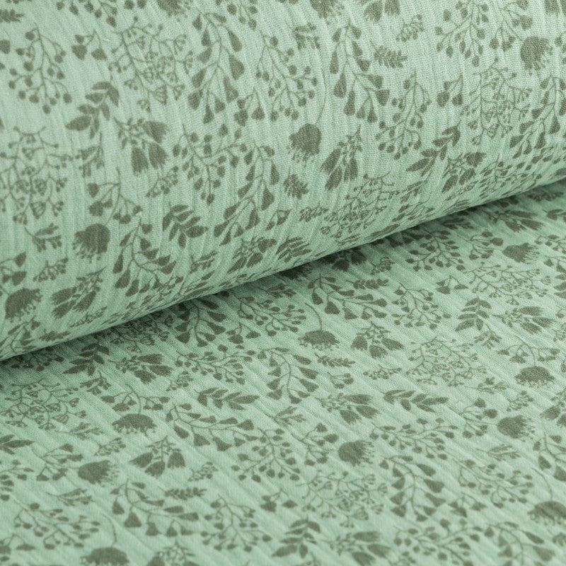 Bambula Algodón Flowers Menta - Ribes y Casals