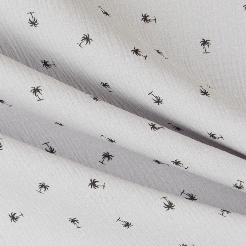 Bambula Algodón Palmeras Gris - Ribes y Casals