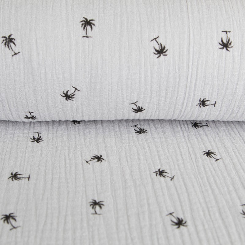 Bambula Algodón Palmeras Gris - Ribes y Casals