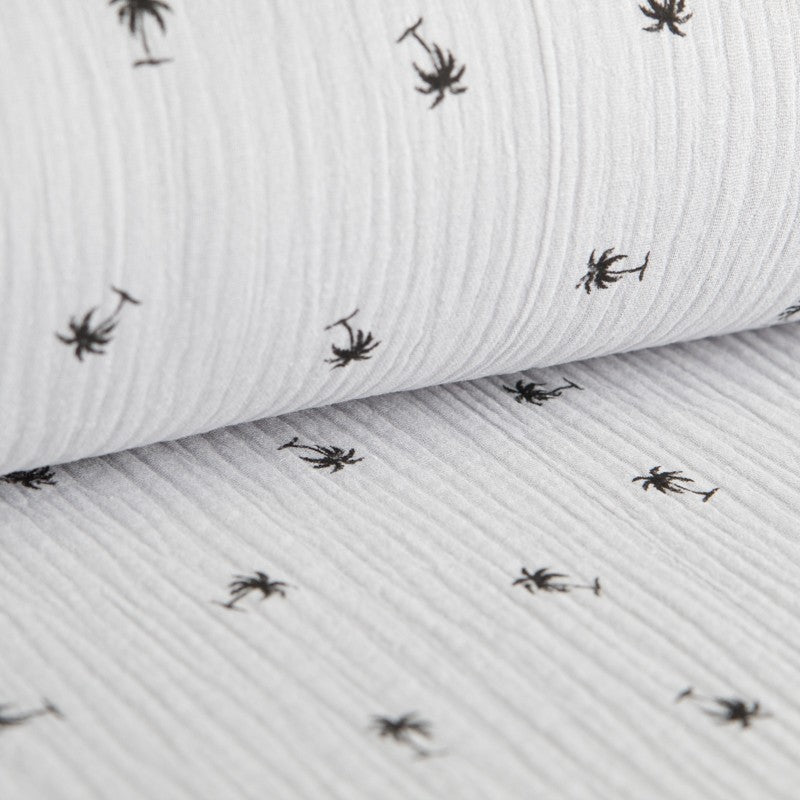 Bambula Algodón Palmeras Gris - Ribes y Casals