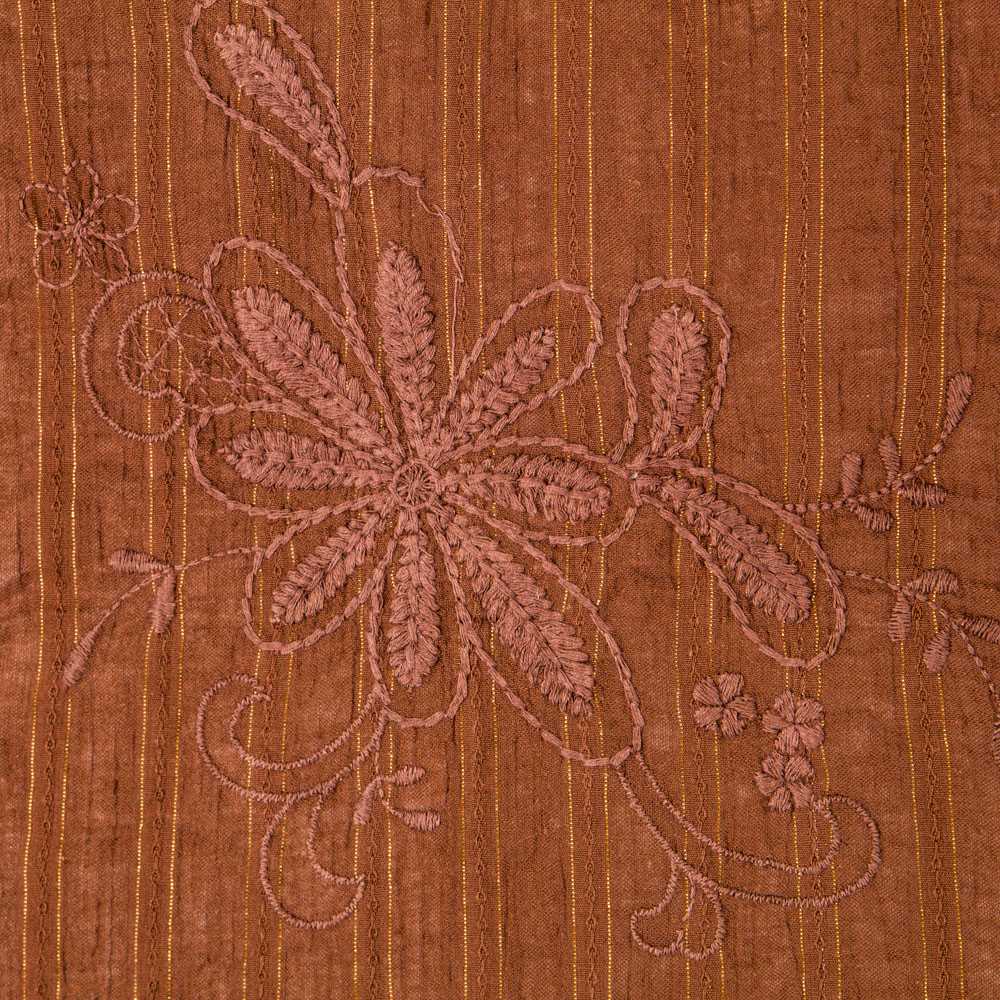 Bambula Poliester Bordado Lurex Marrón - Ribes y Casals