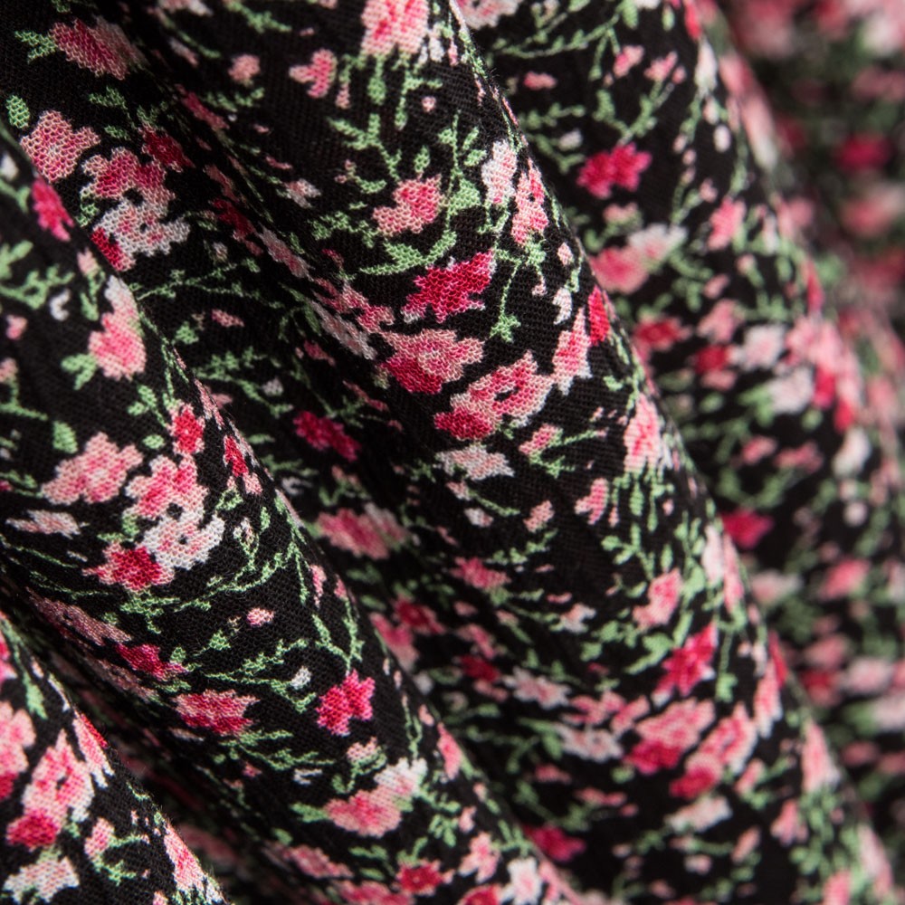 Bambula Viscosa Flor Pequeña Negro - Ribes y Casals